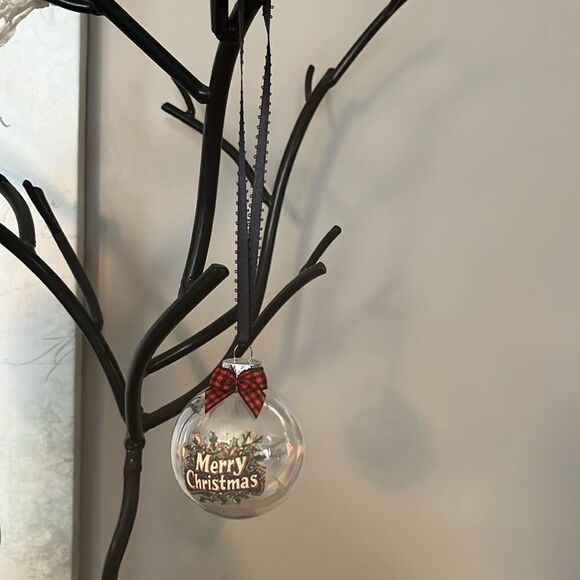 Upcycled Clear Glass Ornaments 3 Different Christmas Balls Sign Frosty Floral - Picture 4 of 15